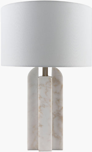 Livabliss Tallado Art Deco Marble Base Table Lamp with Linen Shade for Desk or Nightstand TLD-001