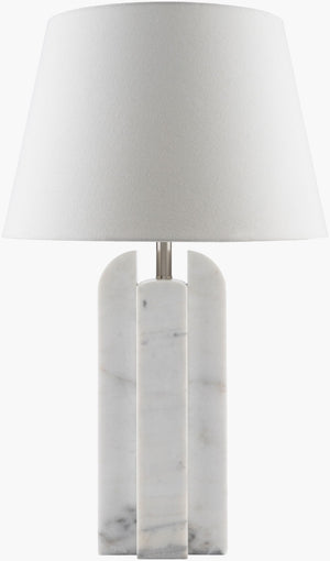 Livabliss Tallado Marble Base Table Lamp with Linen Drum Shade for Art Deco Inspired Rooms TLD-002