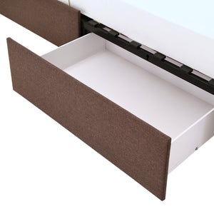 Homelegance By Top-Line Chase Tufted Linen Headboard Storage Platform Bed Brown Linen