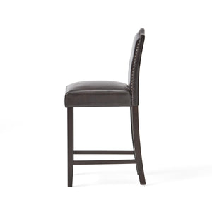 English Elm Christopher Knight Home® - Set of 2 Upholstered Counter Height Barstools with Nailhead Trim, Plush Fabric Comfort & Sturdy Legs Brown 62369.00PU