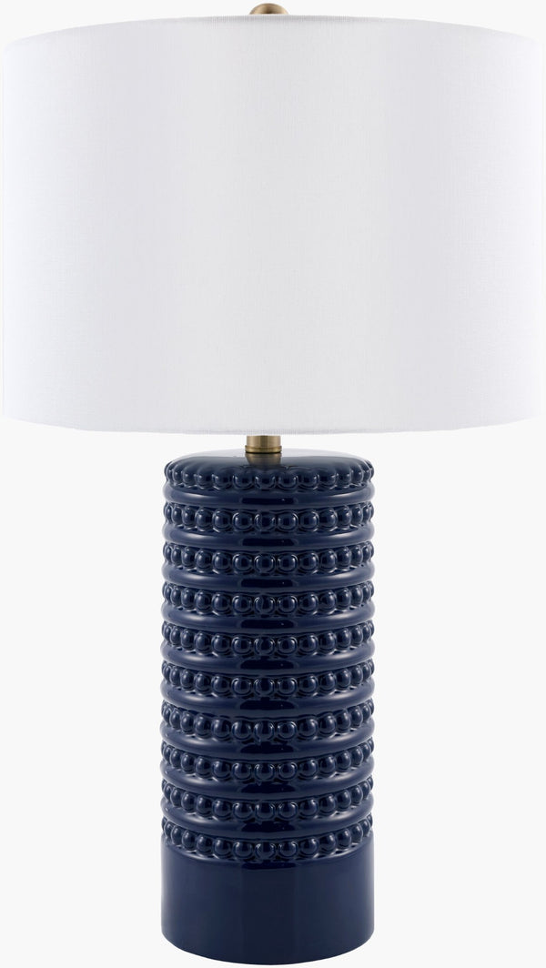 Livabliss Tolfa Linen Shade Table Lamp with Layered Metal Base for Bedroom or Console TLF-006