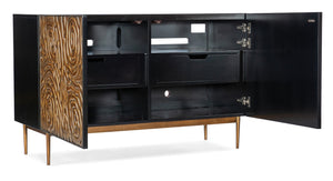 Hooker Furniture Melange Bronze Swirled Two-Door Credenza With Soft-Close Doors, Media-Ready Storage & Sculptural Legs 628-50216-15