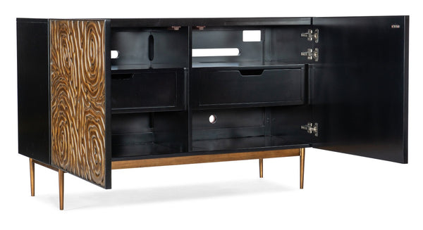 Hooker Furniture Melange Bronze Swirled Two-Door Credenza With Soft-Close Doors, Media-Ready Storage & Sculptural Legs 628-50216-15