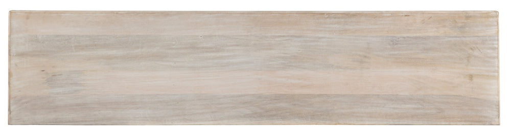 Hooker Furniture Three-Door Console: Solid Mango Wood Media Cabinet With Ventilated Back, Rustic Finish, Iron Base, Fits 70" Tvs 5936-55469-03