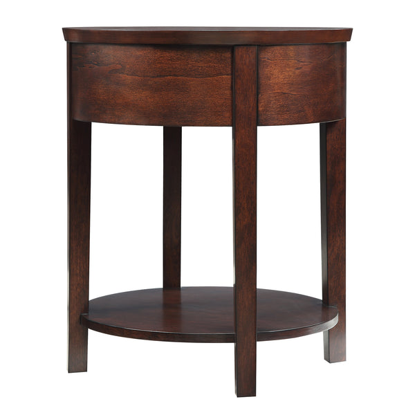 Homelegance By Top-Line Traver 1-Drawer Oval End Table Espresso Wood