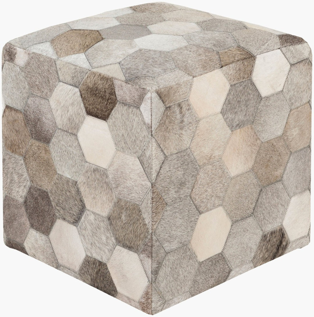Livabliss Trail Hair on Hide Leather Cube Ottoman Handcrafted Artisan Accent for Living Room TLPF-001
