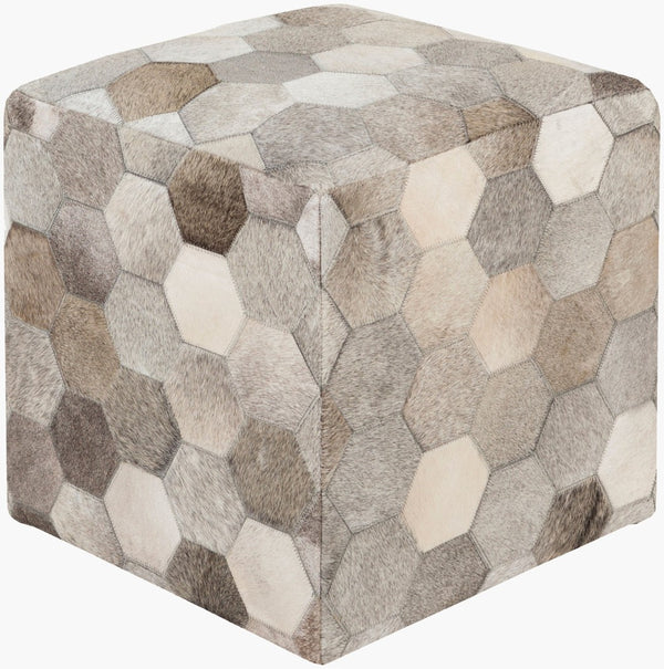 Livabliss Trail Hair on Hide Leather Cube Ottoman Handcrafted Artisan Accent for Living Room TLPF-001