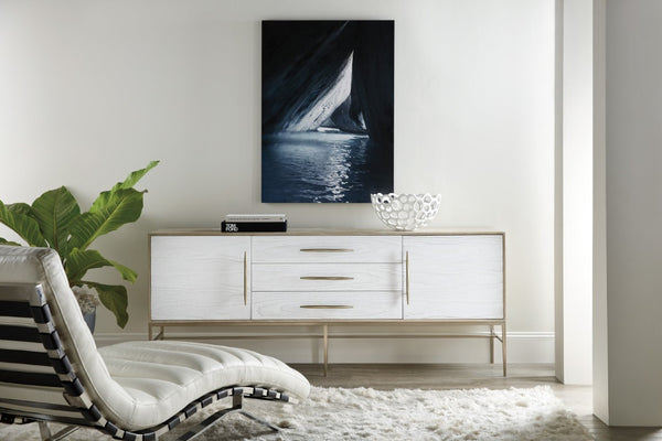 Hooker Furniture Cascade Two-Tone Entertainment Console With Oak Veneer, Soft-Close Storage & Integrated Power Supply 6120-55480-05