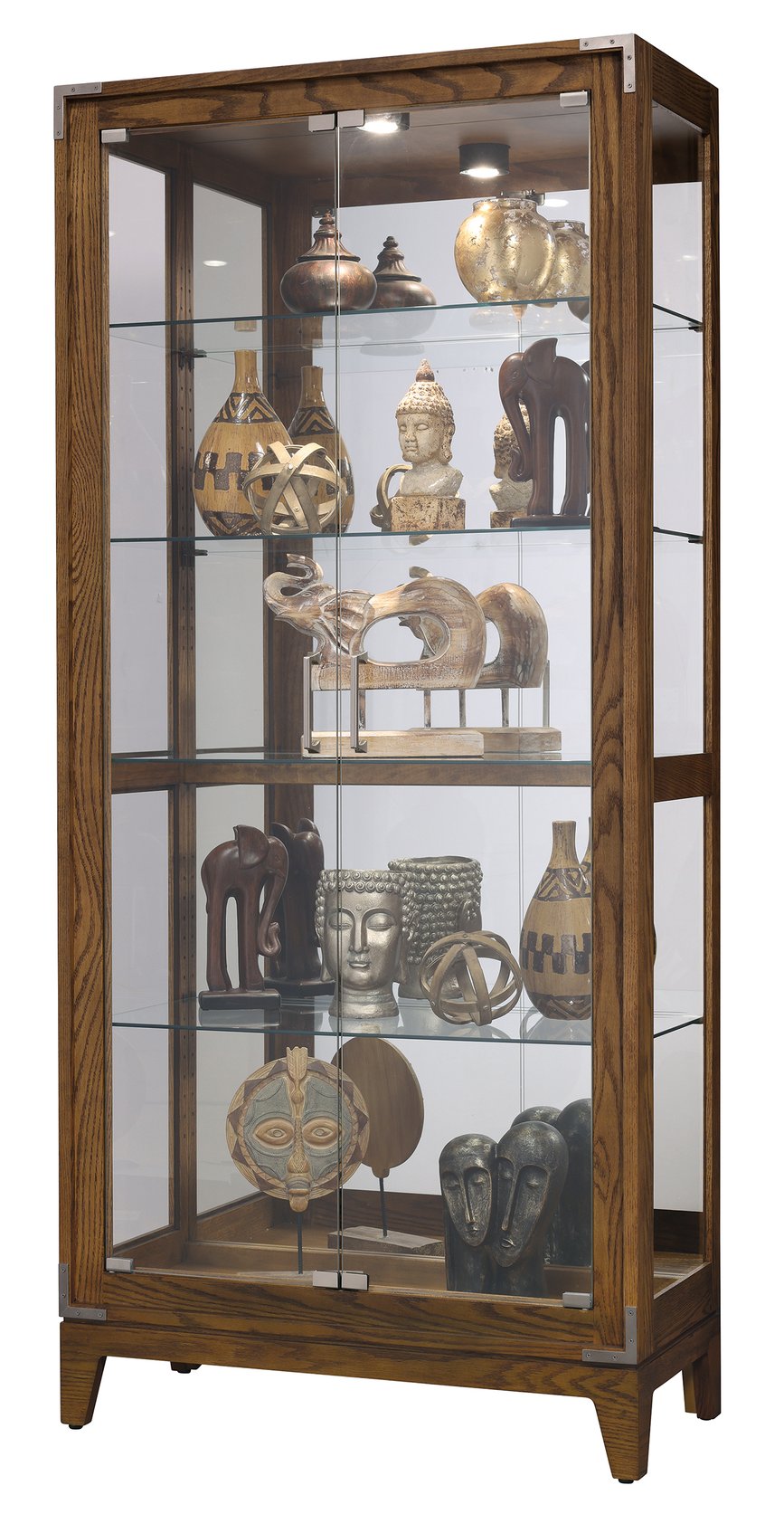 Hekman Furniture 680740 Elegant Natural Oak Curio Cabinet With Adjustable Shelves & Mirrored Back For Display Natural Oak Elisa Curio 680740