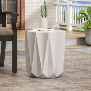 English Elm Outdoor Handcrafted Concrete Accent Table with Star Top and Sculptural Faceted Pedestal 73450.00