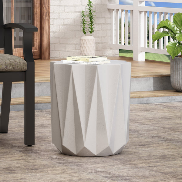 English Elm Outdoor Handcrafted Concrete Accent Table with Star Top and Sculptural Faceted Pedestal 73450.00