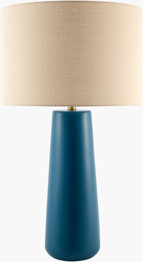 Livabliss Talari Art Deco Accent Table Lamp with Linen Metal Shade for Bedroom or Living Room TLRI-002