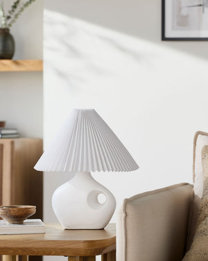 Surya Tolve Ceramic Table Lamp with Linen Shade for Bedside or Living Room Ambiance TLV-001