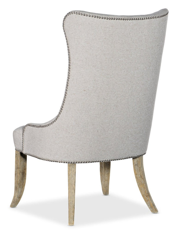 Hooker Furniture Castella Tufted Dining Chair With Antique Slate Finish, Button Tufting, Nailhead Trim, Durable Fabric 5878-75511-80