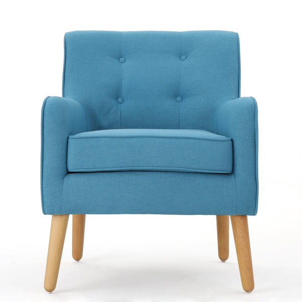 English Elm Arm Chair Tufted Mid-century Accent Seat with Rubberwood Legs for Living Room 60015.00TEL