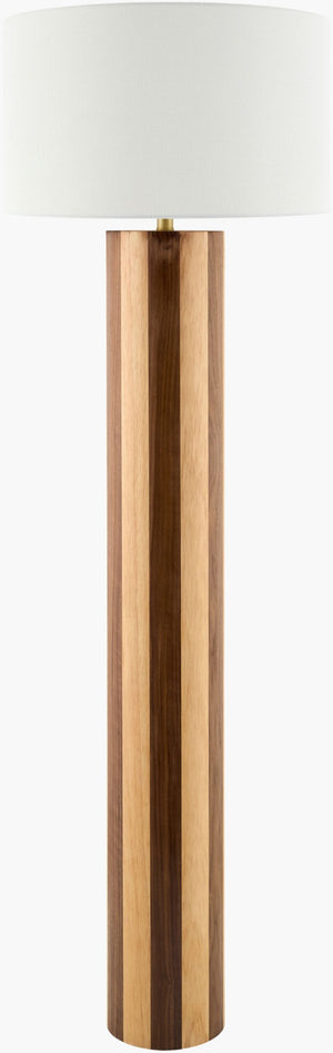 Surya Timberline Arts and Crafts Floor Lamp Rubberwood Base with Warm Linen Shade 61 Inch TMB-002
