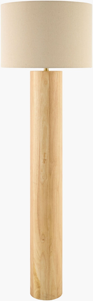 Surya Timberline Rubberwood Arts and Crafts Floor Lamp with Linen Shade for Living Rooms TMB-005