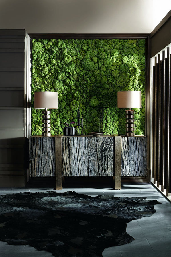 Bernhardt Bernhardt Linea Entertainment Console With Black Forest Marble, Cerused Greige Wood & Textured Aluminum 384875G