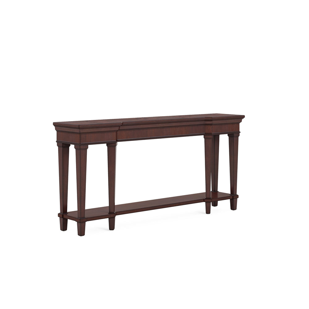 A.R.T. Furniture Revival Console Table In Napa Mahogany – Traditional Elegance With Beaded Trim & Lower Shelf Storage Brown Rubberwood Solids,Quarter Mahogany Veneer,Resin 328307-1730