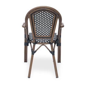 English Elm Bistro Wicker Outdoor Dining Chairs Set of Two with Rust Resistant Aluminum Frame Patio 72905.00BLK