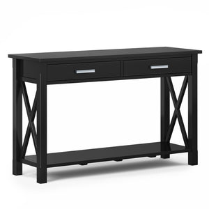 English Elm Kitchener Console Sofa Table - Stylish Black Storage With X-Design Accents For Modern Spaces B136P158766