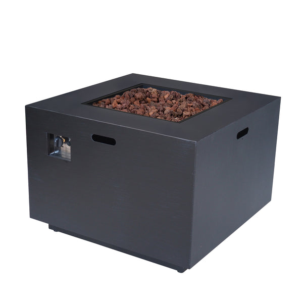 English Elm Outdoor Square Propane Fire Pit Powder Coated Iron 50000 Btu Patio Heater 62837.00DGRY-50K