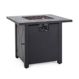 Christopher Knight Home® - Noble House - Elwick Outdoor 40,000 Btu Iron Square Fire Pit, Black