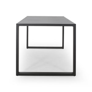 English Elm Outdoor Aluminum Slatted Rectangular Dining Table Seats Six for Patio or Terrace 66959.00BLK