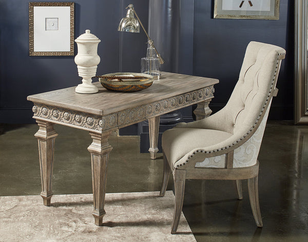 A.R.T. Furniture Arch Salvage Reeves Host Chair - Elegant New Traditional Design With Button Tufting & Nail Head Trim Brown, Beige Parrawood Solids,Cathedral Elm Veneers,Foam,Fabric,Metal 233200-2802