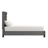 Homelegance By Top-Line Matson Button Tufted Linen Upholstered Bed Grey Linen