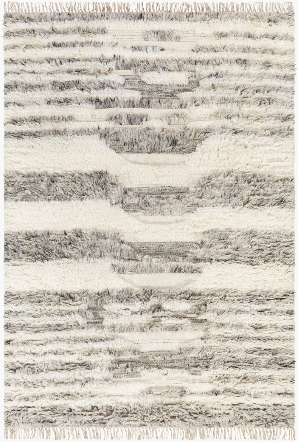 Livabliss Tulum Handwoven New Zealand Wool Accent Rug with Fringe Bohemian Farmhouse Artisan Taupe, Cream 2' x 3' TMU2300-23