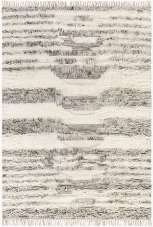 Livabliss Tulum Handwoven New Zealand Wool Accent Rug with Fringe Bohemian Farmhouse Artisan Taupe, Cream 2' x 3' TMU2300-23