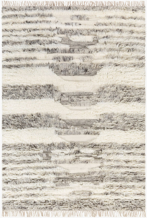 Livabliss Tulum Handwoven New Zealand Wool Accent Rug with Fringe Bohemian Farmhouse Artisan Taupe, Cream 2' x 3' TMU2300-23