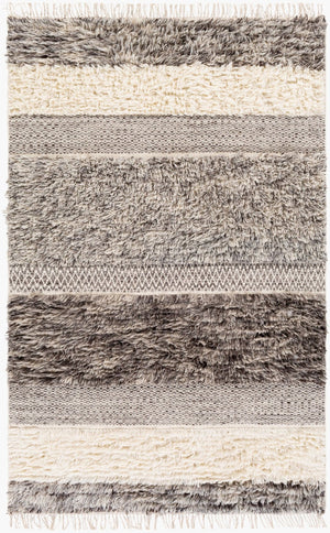Livabliss Tulum Hand-woven New Zealand Wool Rug with Fringe Bohemian Cottage Farmhouse Accent Beige, Gray 3'6" x 5'6" TMU2302-3656