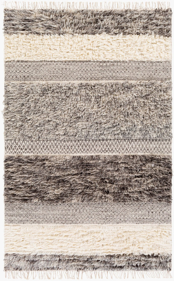 Livabliss Tulum Hand-woven New Zealand Wool Rug with Fringe Bohemian Cottage Farmhouse Accent Beige, Gray 3'6" x 5'6" TMU2302-3656