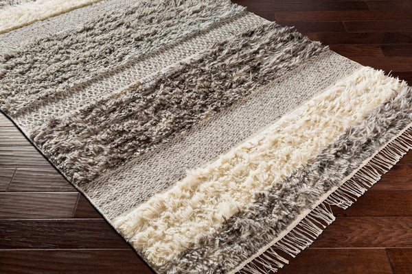 Livabliss Tulum Hand-woven New Zealand Wool Rug with Fringe Bohemian Cottage Farmhouse Accent Beige, Gray 2' x 3' TMU2302-23