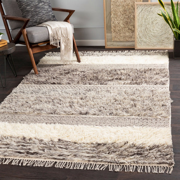 Livabliss Tulum Hand-woven New Zealand Wool Rug with Fringe Bohemian Cottage Farmhouse Accent Beige, Gray 2' x 3' TMU2302-23