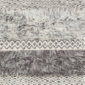 Livabliss Tulum Hand-woven New Zealand Wool Rug with Fringe Bohemian Cottage Farmhouse Accent Beige, Gray 2' x 3' TMU2302-23