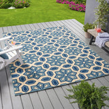 Christopher Knight Home® - Noble House - Elvina Indoor Geometric 8 X 11 Area Rug, Ivory and Blue