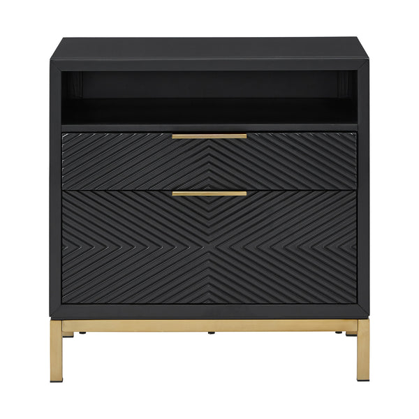 Homelegance By Top-Line Ninnette 26" Tall 2 - Drawer Nightstand Black MDF