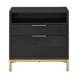 Homelegance By Top-Line Ninnette 26" Tall 2 - Drawer Nightstand Black MDF