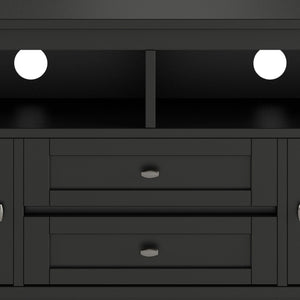 English Elm Warm 72" Black Tv Media Stand - Handcrafted Shaker Style With Storage & Cable Management Solution B136P159711-GIGA