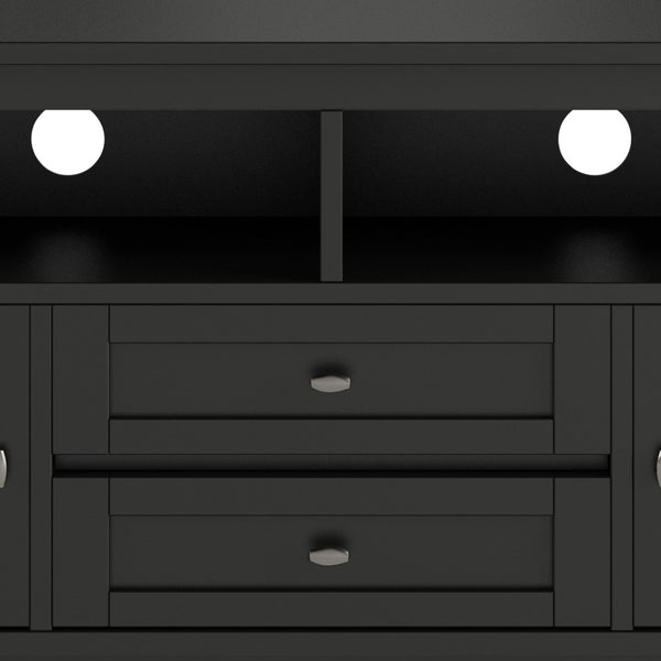 English Elm Warm 72" Black Tv Media Stand - Handcrafted Shaker Style With Storage & Cable Management Solution B136P159711-GIGA