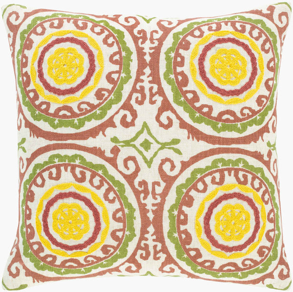 Surya Termez 18"X18" Global-inspired Accent Pillow - Elegant, Durable Decor For A Charming Home Touch Olive Polyester,Linen,Polyester,Linen Tmz002-1818p