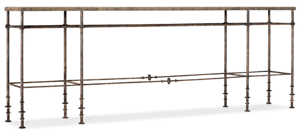 Hooker Furniture La St. James Console — Ultra-Narrow 91" Stone-Topped Table With Oxidized Iron Base, Luxe Hallway Focal Point 6960-85001-00