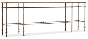 Hooker Furniture La St. James Console — Ultra-Narrow 91" Stone-Topped Table With Oxidized Iron Base, Luxe Hallway Focal Point 6960-85001-00
