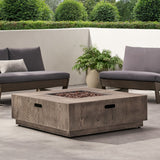 Christopher Knight Home® Noble House Wellington Square Iron Wood Pattern Fire Pit -50,000 Btu Tank Outside