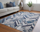 Feizy Rugs Indio Polyester/Polypropylene Machine Made Casual Rug Ivory/Blue/Gray 8' x 10'