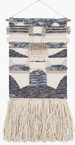 Surya Teresina 55"H X 24"W Hand Woven Wall Hanging – Exotic Global-inspired Home Decor Statement Piece Cream Wool,Wood Tna1000-244