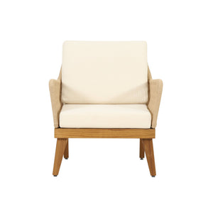 English Elm Christopher Knight Home® - ANNISA Teak Club Chair with Intricate Rope Weave, Weather-Resistant Acacia Wood Accent Seating, 28"W 72374.00LBGE